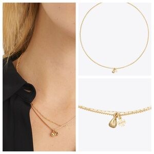 Tory Burch Gold Necklace with Dual Charms
